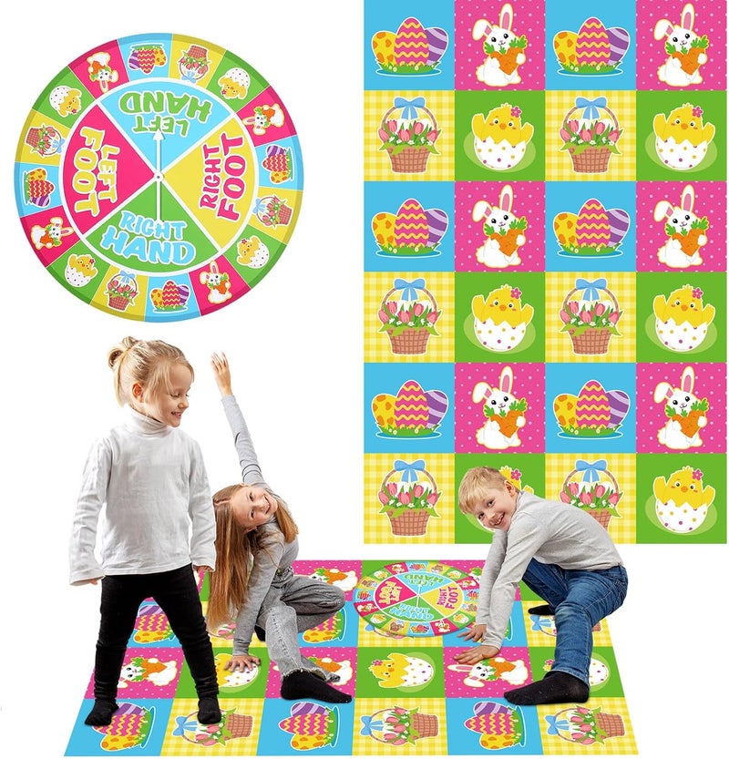 Civaner 3 Pcs Easter Party Game for Kids with Spinner Easter Conversation Party Twist Poses Mat Game with Conversation Mat Spinner for Classroom School - Image 1